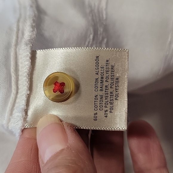 Anthropologie Size 4 White Tie Waist, Button Front Blouse - Picture 14 of 15